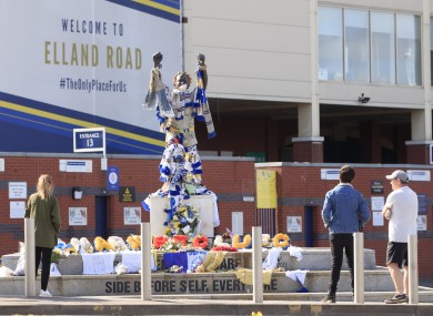 Fans outside Elland Road after former Leeds defender Norman Hunter passed away.