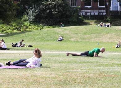 People in Merrion Square, Dublin yesterday.