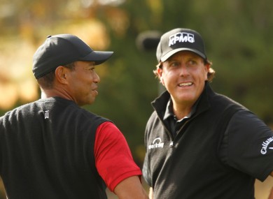 Tiger Woods and Phil Mickelson pictured at Shadow Creek Golf Course in Las Vegas in 2018.