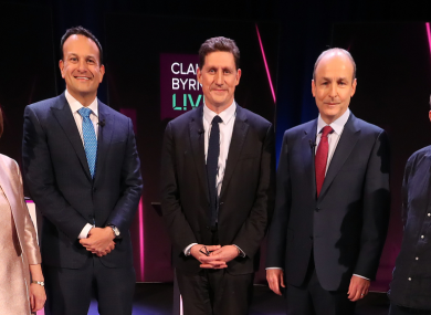 (L to R) Leo Varadkar, Eamon Ryan and Micheál Martin at a pre-election debate.