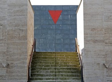 The red triangle at a memorial to the victims of fascism in Zwickau, Germany.