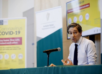 Simon Harris speaking to the media last month at the Department of Health.