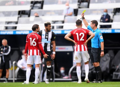 Booked: Egan and Joelinton were both cautioned in the first half.