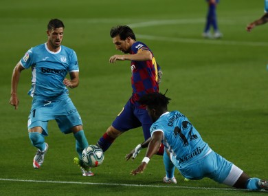 Lionel Messi in action for Barcelona against Leganes