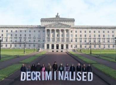Pro-choice campaigners outside Stormont last year.