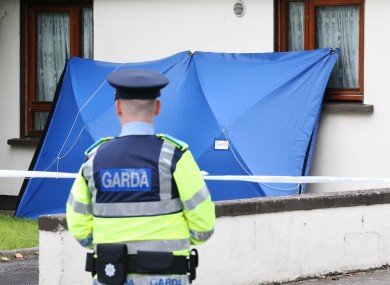 A garda at the scene in Clonsilla on Saturday.