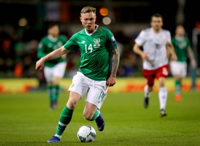 Aiden O'Brien playing for Ireland in a European Championship qualifier against Georgia in March 2019.