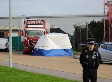 The scene in Waterglade Industrial Park in Grays, Essex, after the 39 bodies were found.