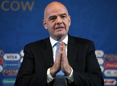 File photo of Infantino ahead of the 2018 World Cup in Russia.
