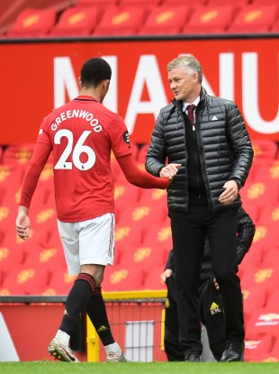 Mason Greenwood with United manager Ole Gunnar Solskjaer.