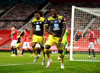 Southampton's Michael Obafemi (centre) celebrates scoring.
