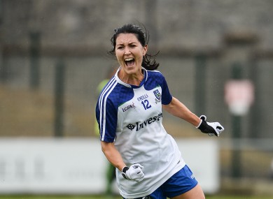 Therese Scott of Monaghan celebrates after scoring her side's third goal in the 2016 All-Ireland quarter-final.