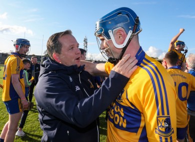 Davy Fitzgerald and Noel Purcell celebrate Sixmilebridge's senior title win last year.