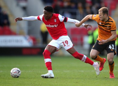 Chiedozie Ogbene in possession for Rotherham United during an FA Cup game against Hull City in January.