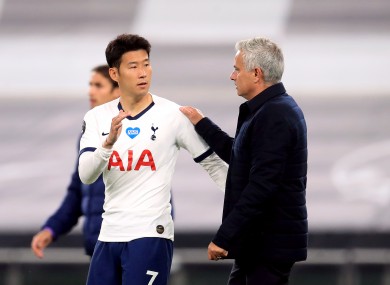 Jose Mourinho with Son after the game.