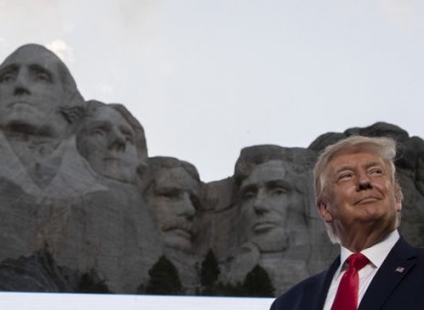 A smiling Donald Trump at Mount Rushmore.