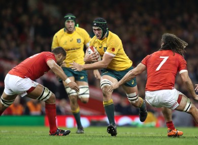 Rob Simmons in possession for Australia.