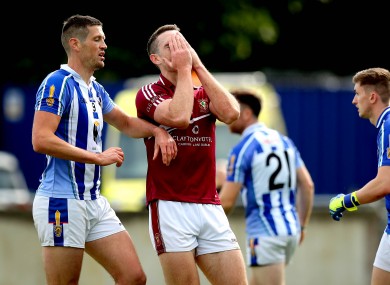 Raheny's Brian Fenton reacts to a missed chance.