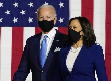 Joe Biden and Kamala Harris at last night's rally in Delaware.