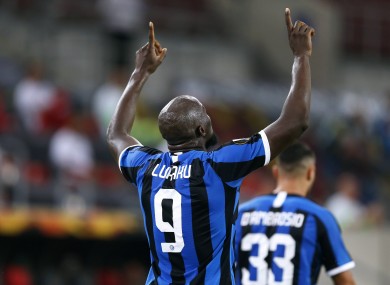 Lukaku celebrates after his goal.