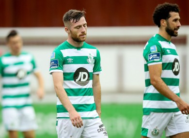 Shamrock Rovers’ Jack Byrne dejected after the game.