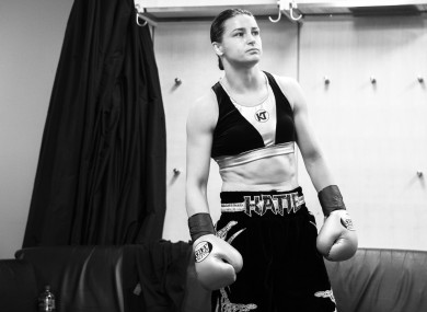 Katie Taylor gearing up for her first fight with Delfine Persoon last June.