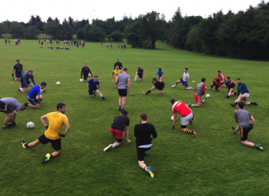 Members of East Belfast GAA club pictured during a training session last month.