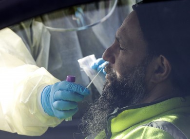 A man is tested for Covid-19 at a drive-through testing centre in Christchurch, New Zealand, today.