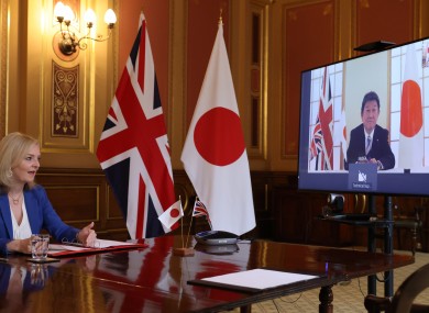 International trade secretary Liz Truss with her Japanese counterpart.