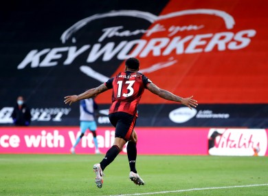 Callum Wilson celebrates after scoring against Tottenham.
