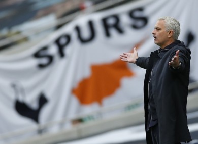 Jose Mourinho gestures during Spurs' 1-1 draw with Newcastle.