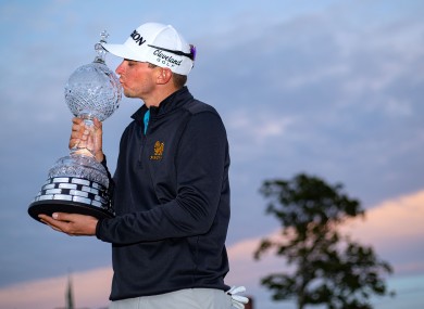 America's John Catlin with the Irish Open trophy.