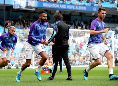 Mahrez and Laporte, file photo.