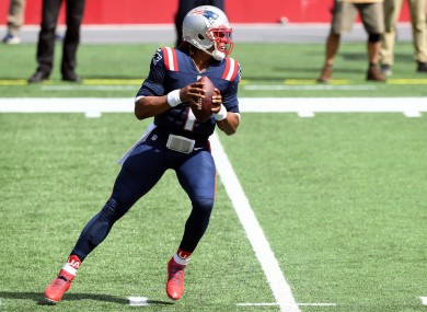Cam Newton in action for the New England Patriots.