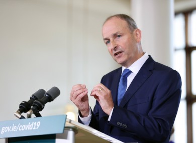 Taoiseach Micheál Martin at today's press conference.