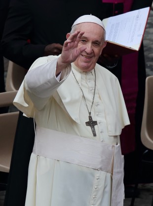 Pope Francis during the first general audience after the lockdown caused by the Covid-19 pandemic, at the Vatican on 2 September.