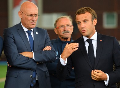 Bernard Laporte (left) pictured last year alongside French president Emmanuel Macron.