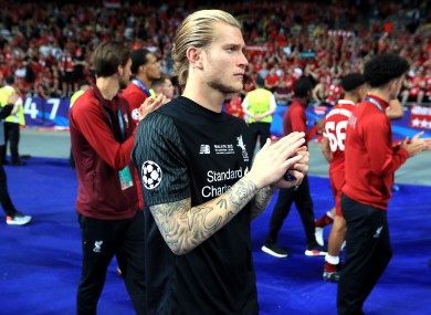 Loris Karius, pictured after the 2018 Champions League final, still his most recent competitive appearance for Liverpool.