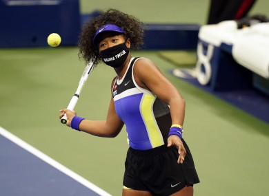 Osaka wearing a mask in honor of Breonna Taylor at the US Open.