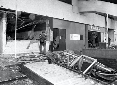 The aftermath of the fatal bomb attack on the Mulberry Bush pub in Birmingham.