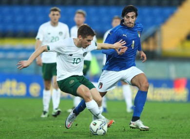 Connor Ronan in action for the Ireland U21s.