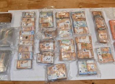 The drugs and cash seized by gardaí.