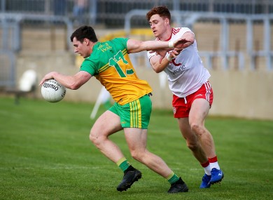 Donegal’s Jamie Brennan and Tyrone’s Conor Meyler.