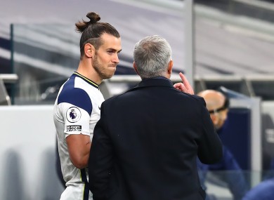 Jose Mourinho with Gareth Bale before he went on.