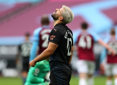 Sergio Aguero during Saturday's game against West Ham.