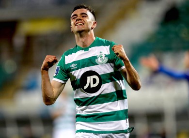 Dean Williams celebrates after scoring for Shamrock Rovers during their recent win against Waterford at Tallaght Stadium.