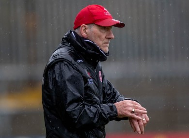 Mickey Harte pictured during Tyrone's recent Ulster Championship quarter-final defeat to Donegal.