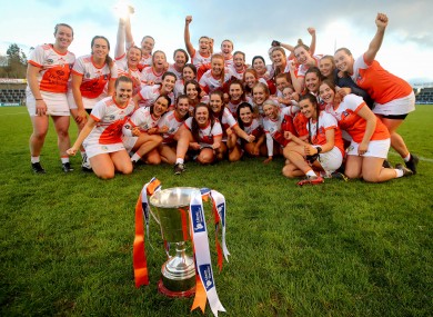 Armagh celebrate winning the All-Ireland at Kingspan Breffni Park.