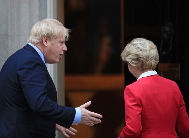 Johnson greets von der Leyen in London earlier this year (file photo)