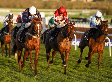 Song for Someone (left) wins at Cheltenham.